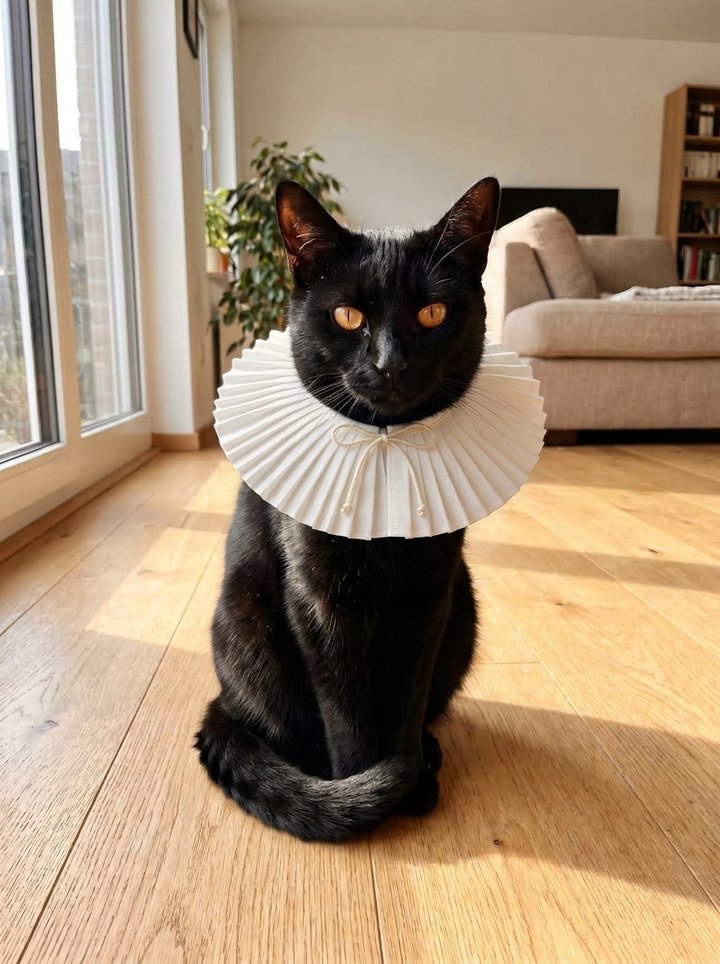 White pleated Elizabethan neck ruff with a drawstring