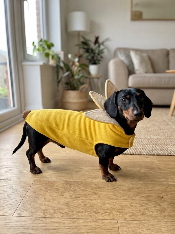 Banana costume: peel-shaped suit with the peel tips standing up around the face