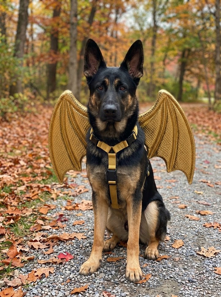 Sample German Shepherd in a Halloween costume