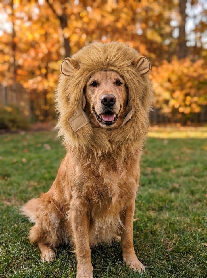 Sample Golden Retriever in a Halloween costume